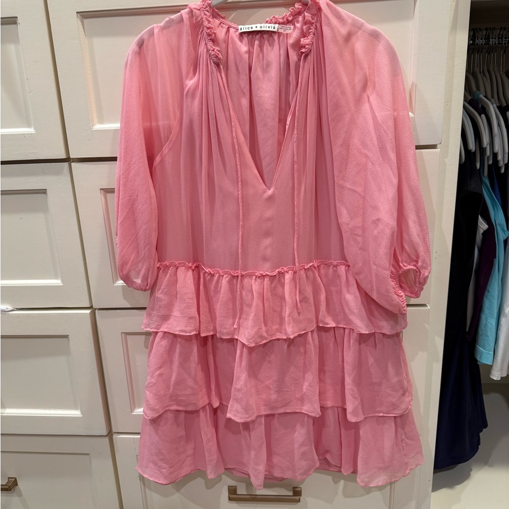 Alice + Olivia Pink Tiered Mini Dress